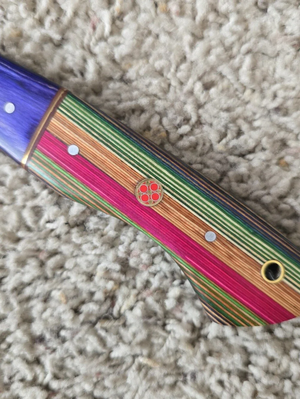 Damascus Chef Knife with Multicolor Wood Handle